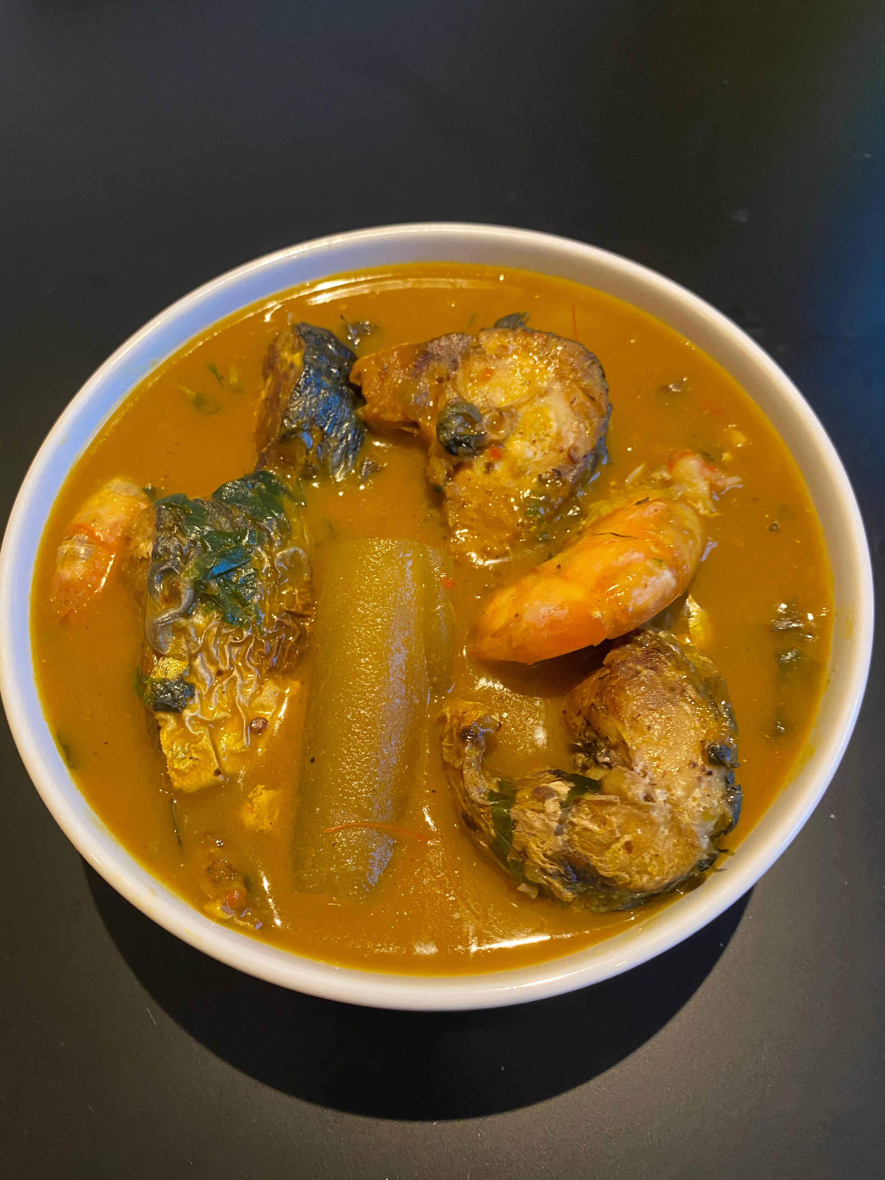 Banga Soup with Seafood